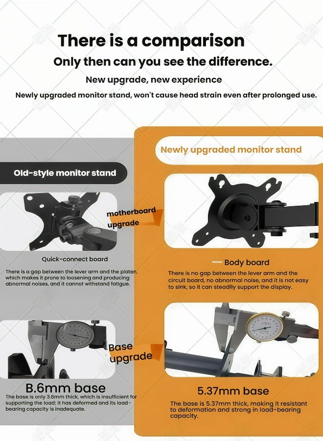 AOR Esports Computer monitor stand, fully movable rotating monitor arm with gas spring, suitable for 17 inch to 32 inch monitors (2kg to 9kg), VESA75*75mm,100*100mm， Monitor stand (white) - Image 5